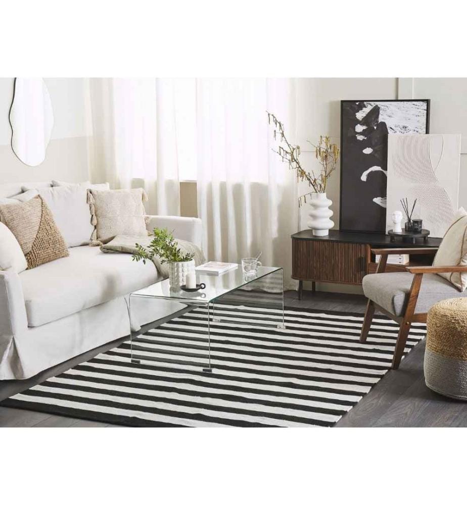 Tapis d'extérieur TAVAS Noir/blanc 140 x 200 cm