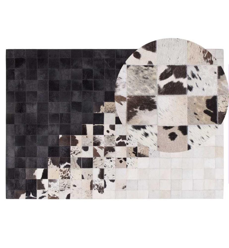 Teppich KEMAH Schwarz 140 x 200 cm Echtleder