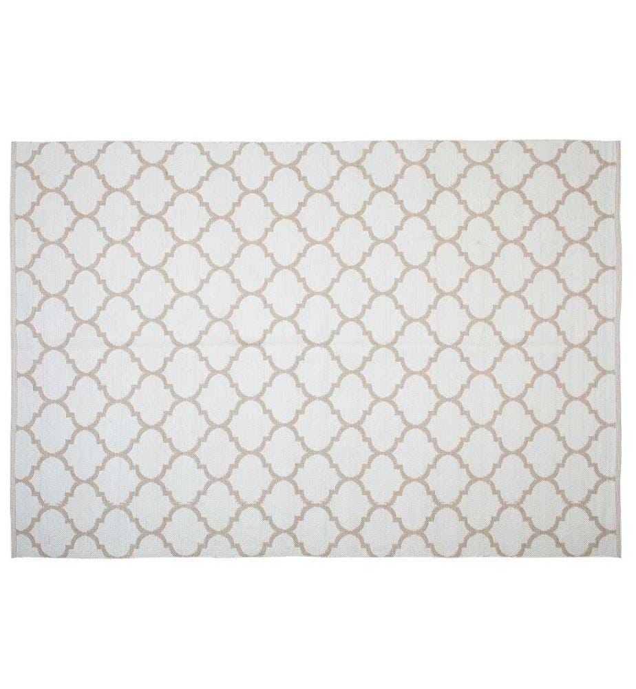 Outdoor Teppich Beige PVC 160 x 230 cm Kurzflor Marokkanisches Muster Handgewebt Rechteckig