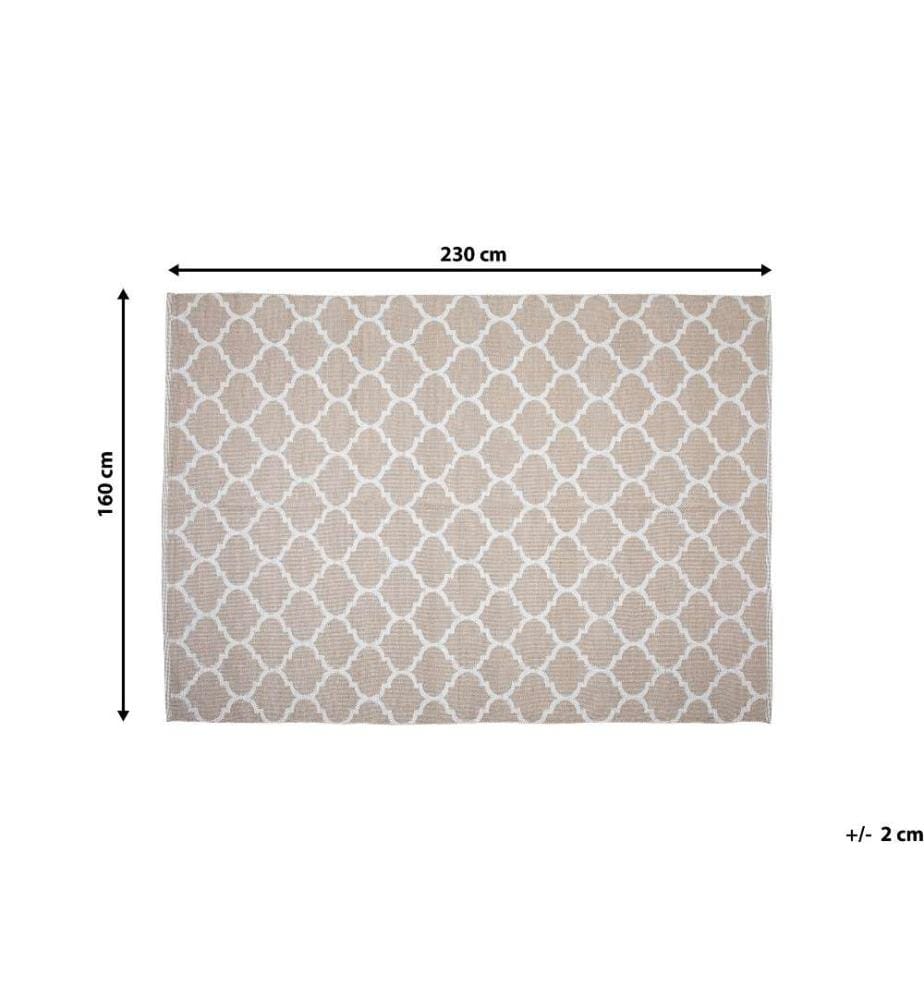 Outdoor Teppich Beige PVC 160 x 230 cm Kurzflor Marokkanisches Muster Handgewebt Rechteckig