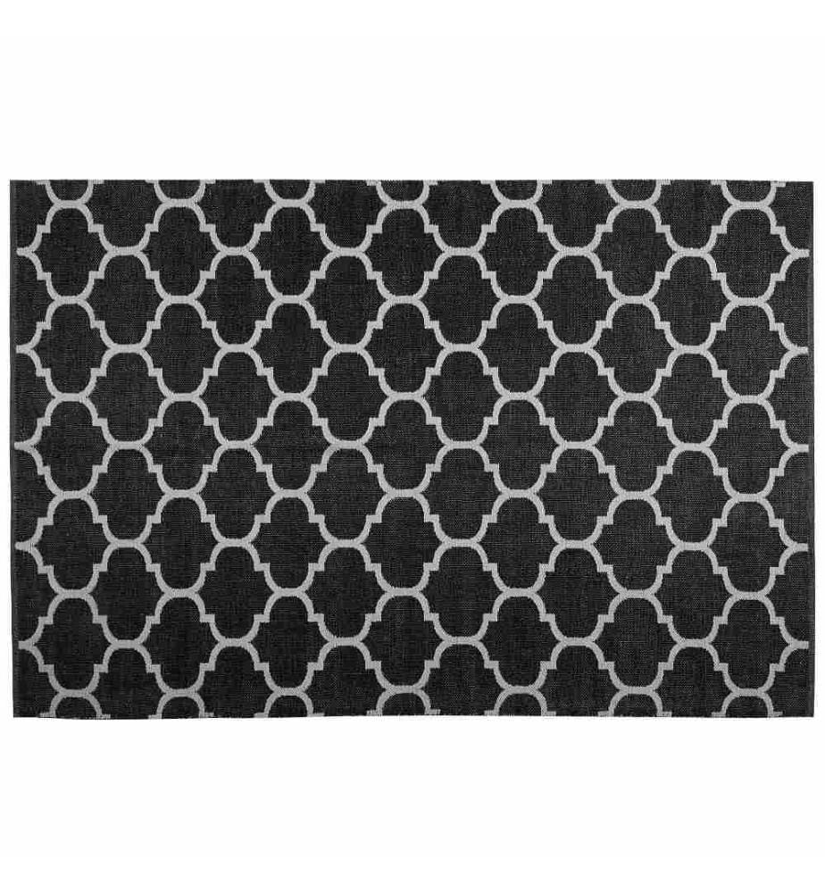 Tapis Noir et Blanc en PVC 160 x 230 cm Double Face pour Salon ou Chambre Moderne