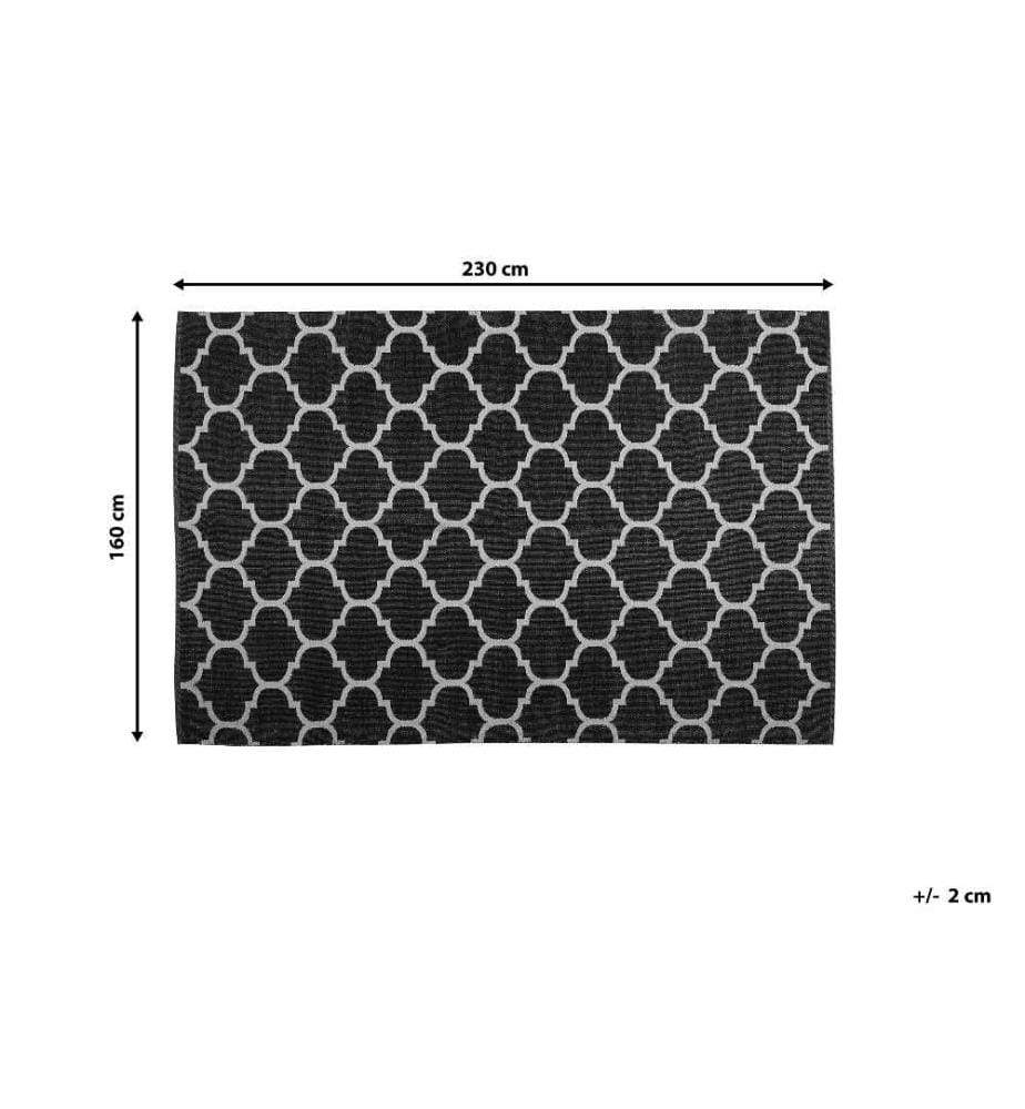 Tapis Noir et Blanc en PVC 160 x 230 cm Double Face pour Salon ou Chambre Moderne