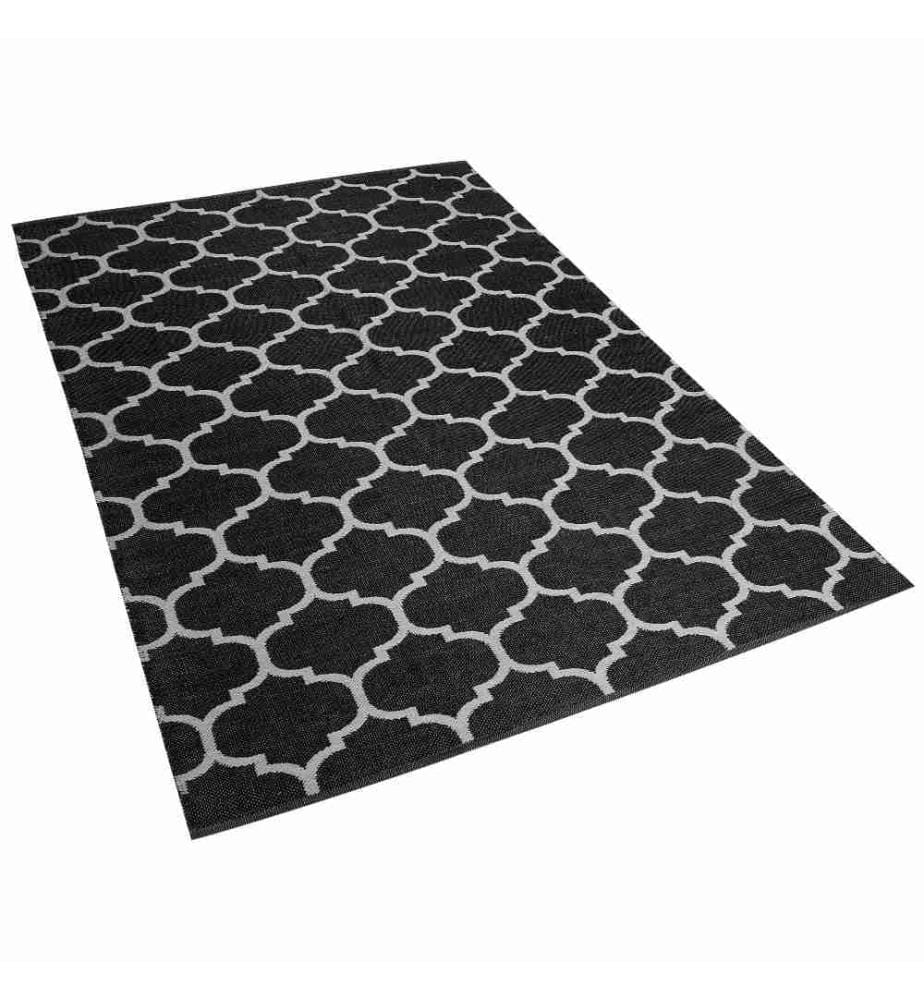 Tapis Noir et Blanc en PVC 160 x 230 cm Double Face pour Salon ou Chambre Moderne