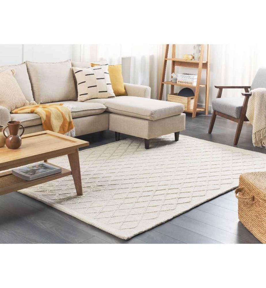 Tapis ERZIN Blanc cassé 140 x 200 cm Laine