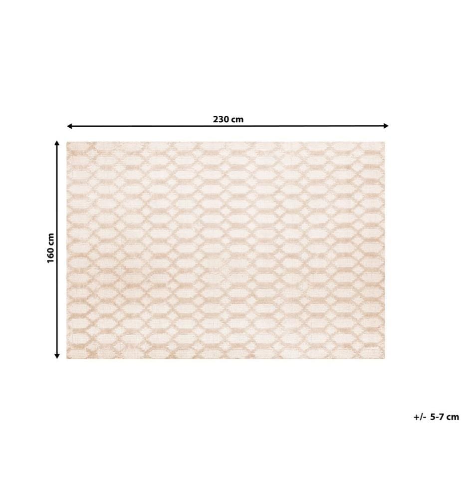 Teppich Beige Viskose Baumwolle 160 x 230 cm Kurzflor Modern Gemustert Handgewebt Rechteckig