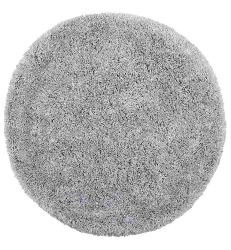 Tapis Rond Poil Long Gris Clair en Polyester et Coton pour Chambre ou Salon au Style Scandinave 140 cm