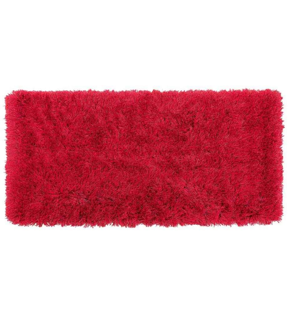Tapis Shaggy Poil Long Rouge en Polyester et Coton pour Chambre ou Salon au Style Scandinave 80 x 150 cm