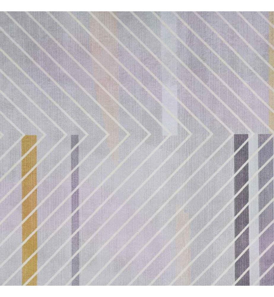Tapis Rectangulaire Gris et Jaune en Polyester pour Chambre ou Salon au Style Moderne 80 x 150 cm