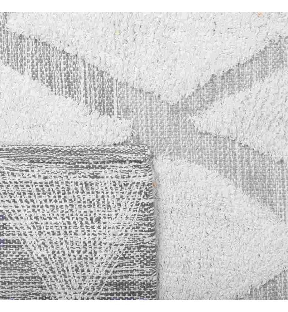 Tapis Rectangulaire Beige et Gris en Coton pour Chambre ou Salon Moderne 140 x 200 cm