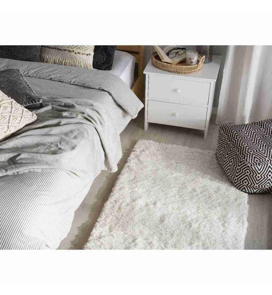 Tapis Épais 80 x 150 cm en Tissu Coton Blanc Doux au Toucher pour Chambre et Salon Moderne