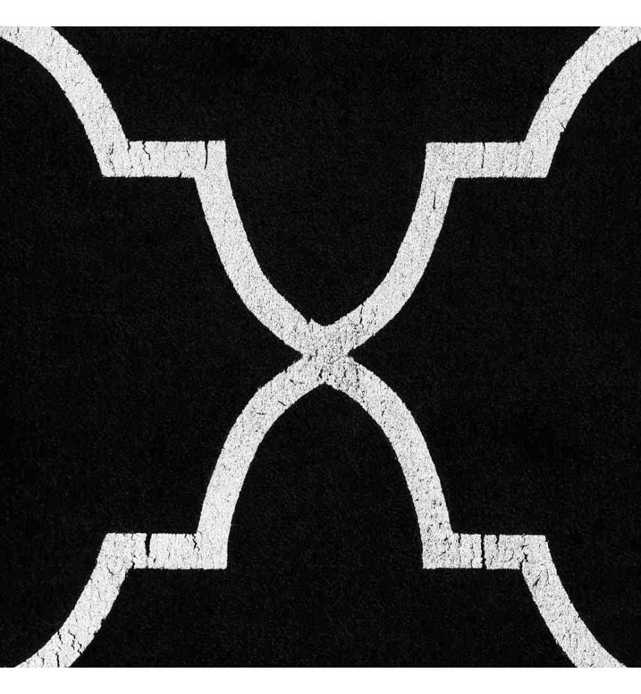 Tapis Rectangulaire en Viscose Effet Soie Noir 140 x 200 cm avec Motif Marocain Treillis Dorés Idéal pour Salon Glamour et Vintage