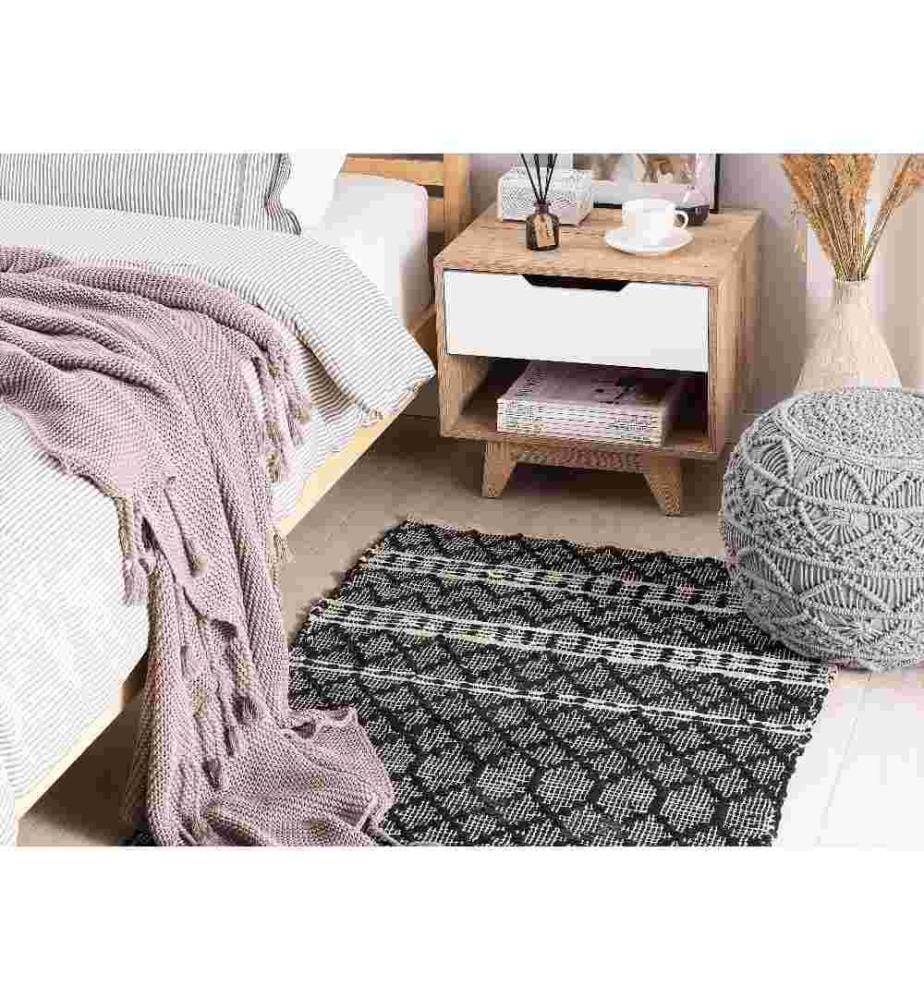 Tapis FEHIMLI Noir 80 x 150 cm Cuir