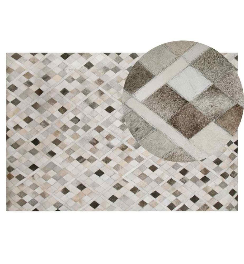 Teppich HIRKA Grau 140 x 200 cm Echtleder