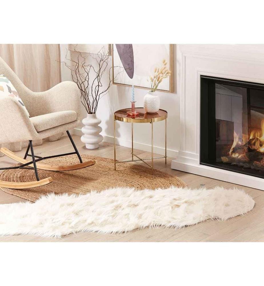 Tapis en fausse fourrure MAMUNGARI Beige 60 x 180 cm