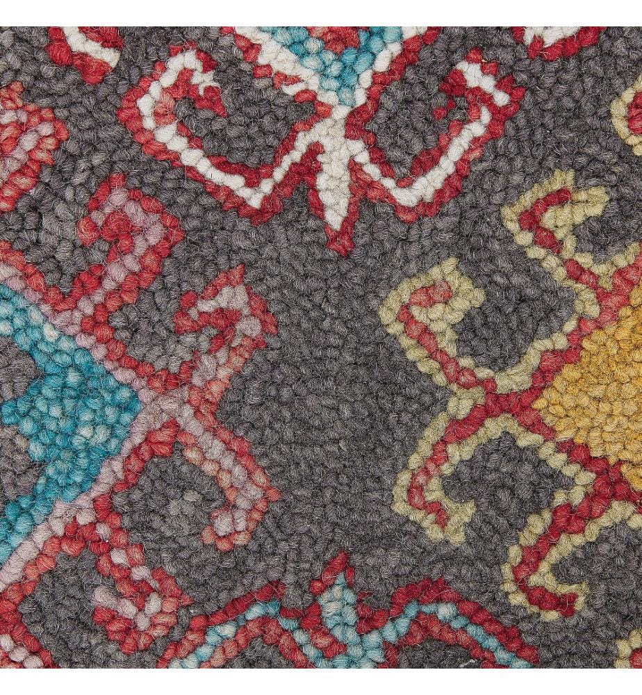 Teppich Mehrfarbig Wolle 140 x 200 cm Kurzflor Orientalisches Muster Rechteckig Wohnzimmer Schlafzimmer Flur
