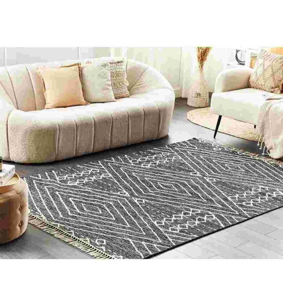 Teppich KHENIFRA Schwarz 140 x 200 cm Baumwolle