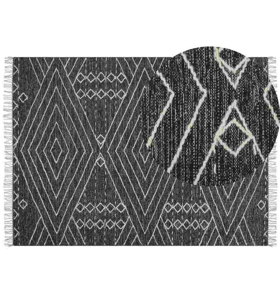 Teppich KHENIFRA Schwarz 160 x 230 cm Baumwolle