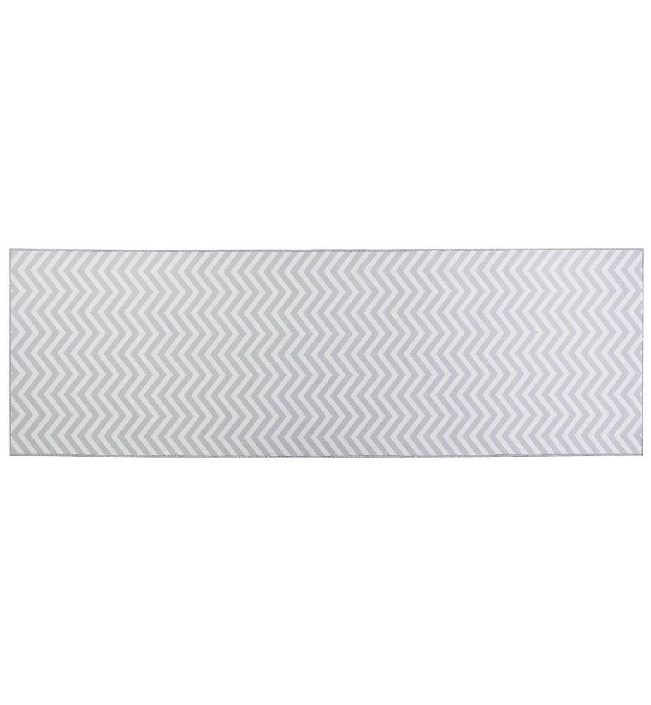 Teppich Läufer Grau u. Weiss 80 x 240 cm Rechteckig mit Zickzack Muster Modern für Flur Küche Schlafzimmer
