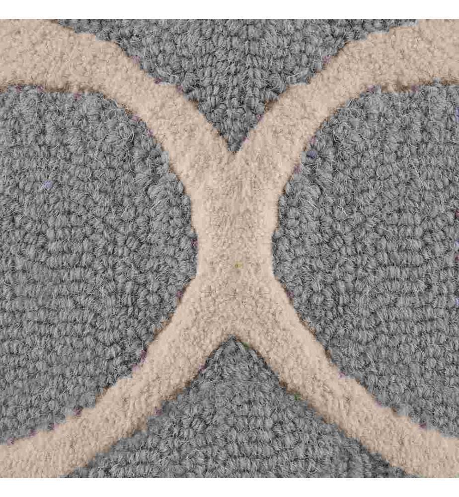 Tapis Rectangulaire Gris et Blanc en Laine et Coton pour Chambre ou Salon Moderne 140 x 200 cm