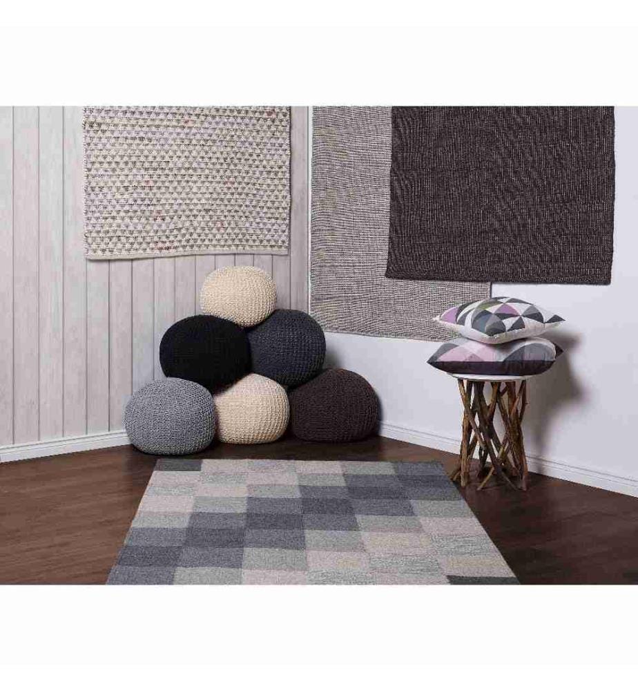 Tapis Rectangulaire Beige et Blanc en Coton et Jute pour Chambre ou Salon au Style Scandinave 140 x 200 cm