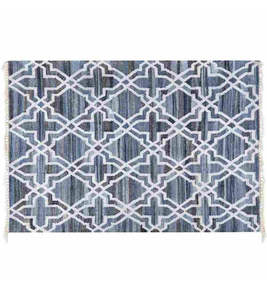 Teppich ADIYAMAN Blau 140 x 200 cm Baumwolle