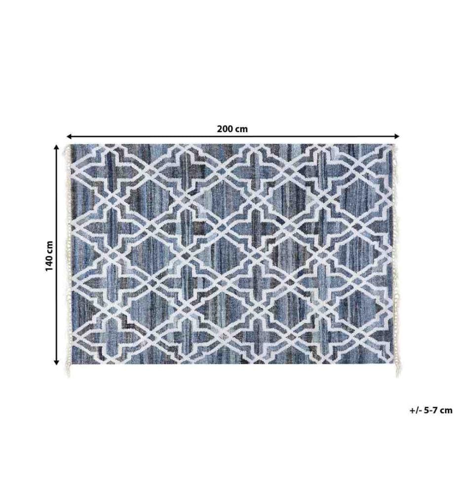 Teppich ADIYAMAN Blau 140 x 200 cm Baumwolle