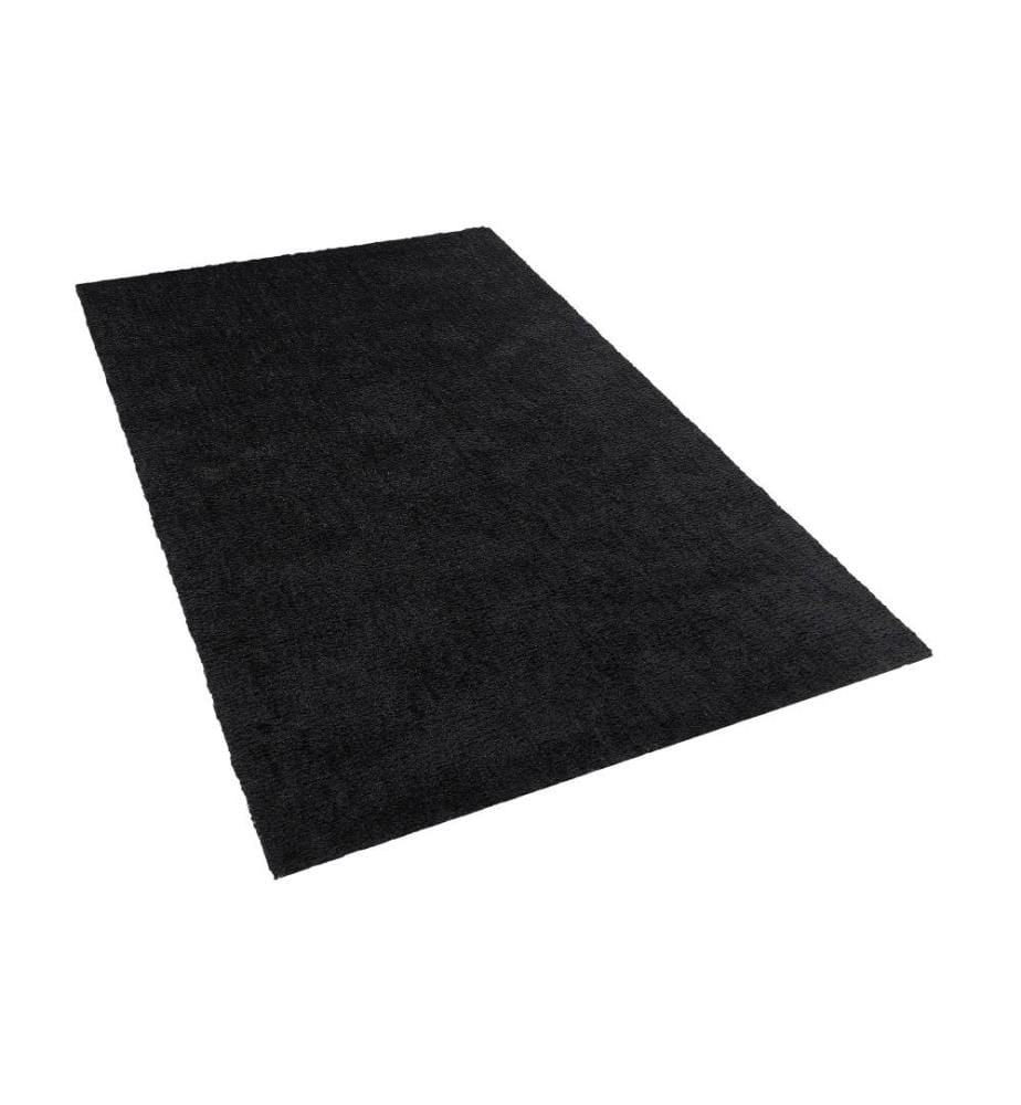 Tapis Poils Longs Noir en Polyester et Coton pour Chambre ou Salon au Style Moderne 200 x 300 cm