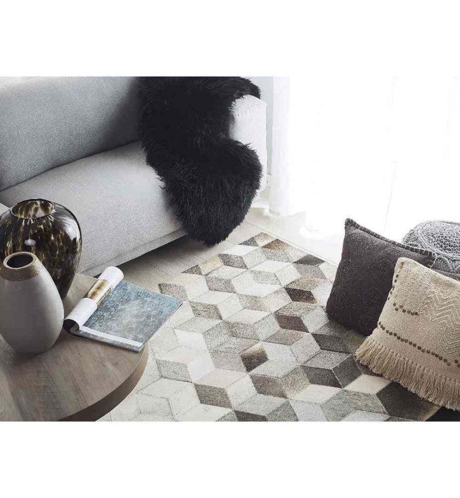 Teppich SASON Beige 160 x 230 cm Echtleder
