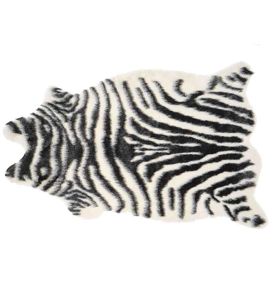 Tapis en Fausse Fourrure Imitation Peau de Zèbre 60 x 90 cm Accessoire Déco Idéal pour Chambre ou Salon Moderne Rustique et Traditionnel