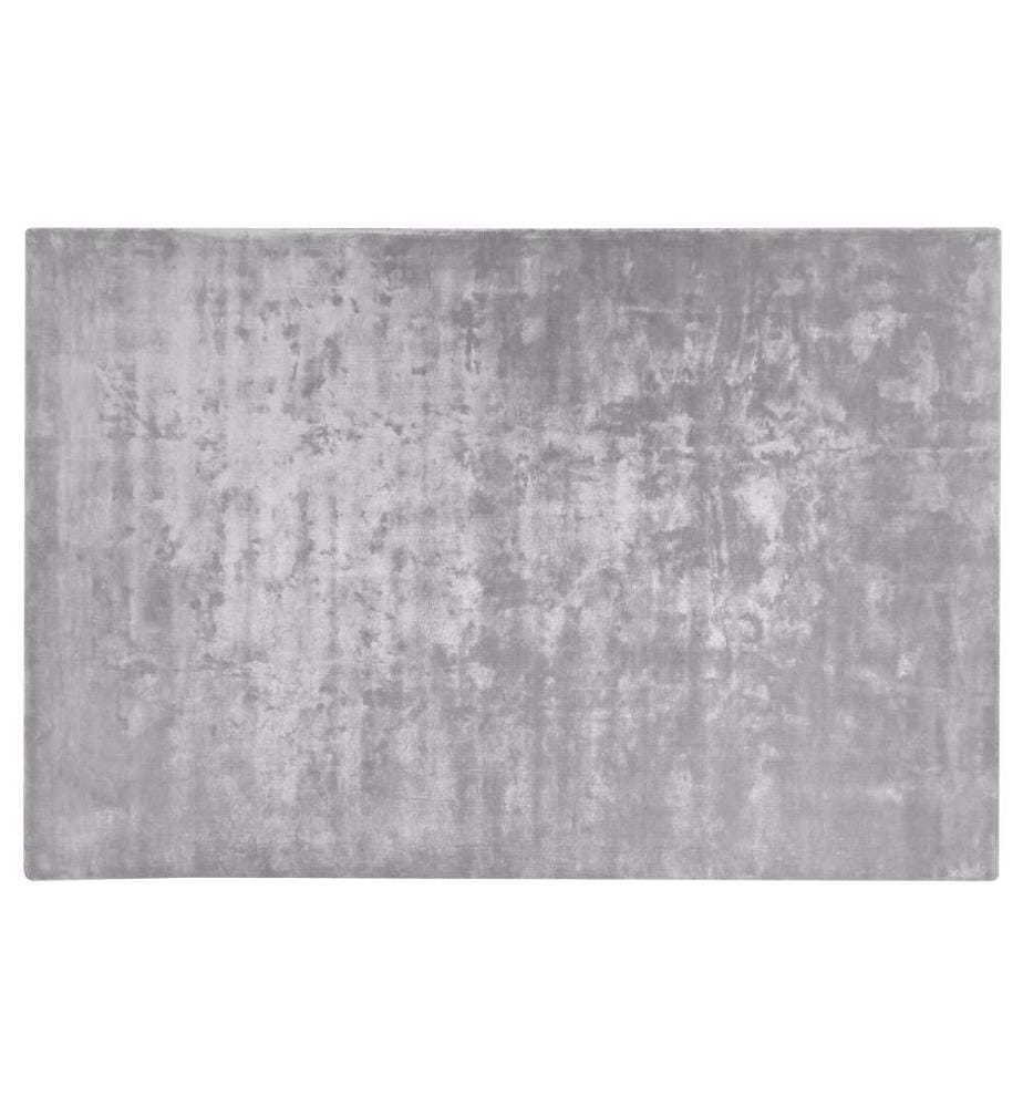 Tapis Rectangulaire Unicolore en Viscose Gris 200 x 300 cm en Très Doux et Adapté au Chauffage par le Sol pour Chambre ou Salon Moderne