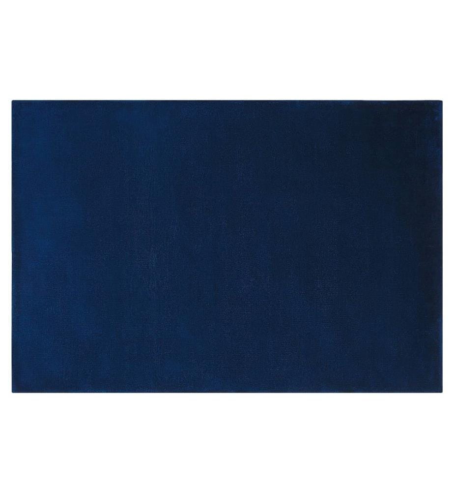 Tapis Rectangulaire Unicolore en Viscose Bleu 140 x 200 cm Très Doux et Adapté au Chauffage par le Sol pour Chambre ou Salon Moderne