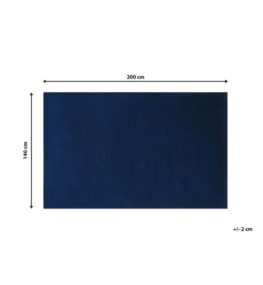 Tapis Rectangulaire Unicolore en Viscose Bleu 140 x 200 cm Très Doux et Adapté au Chauffage par le Sol pour Chambre ou Salon Moderne