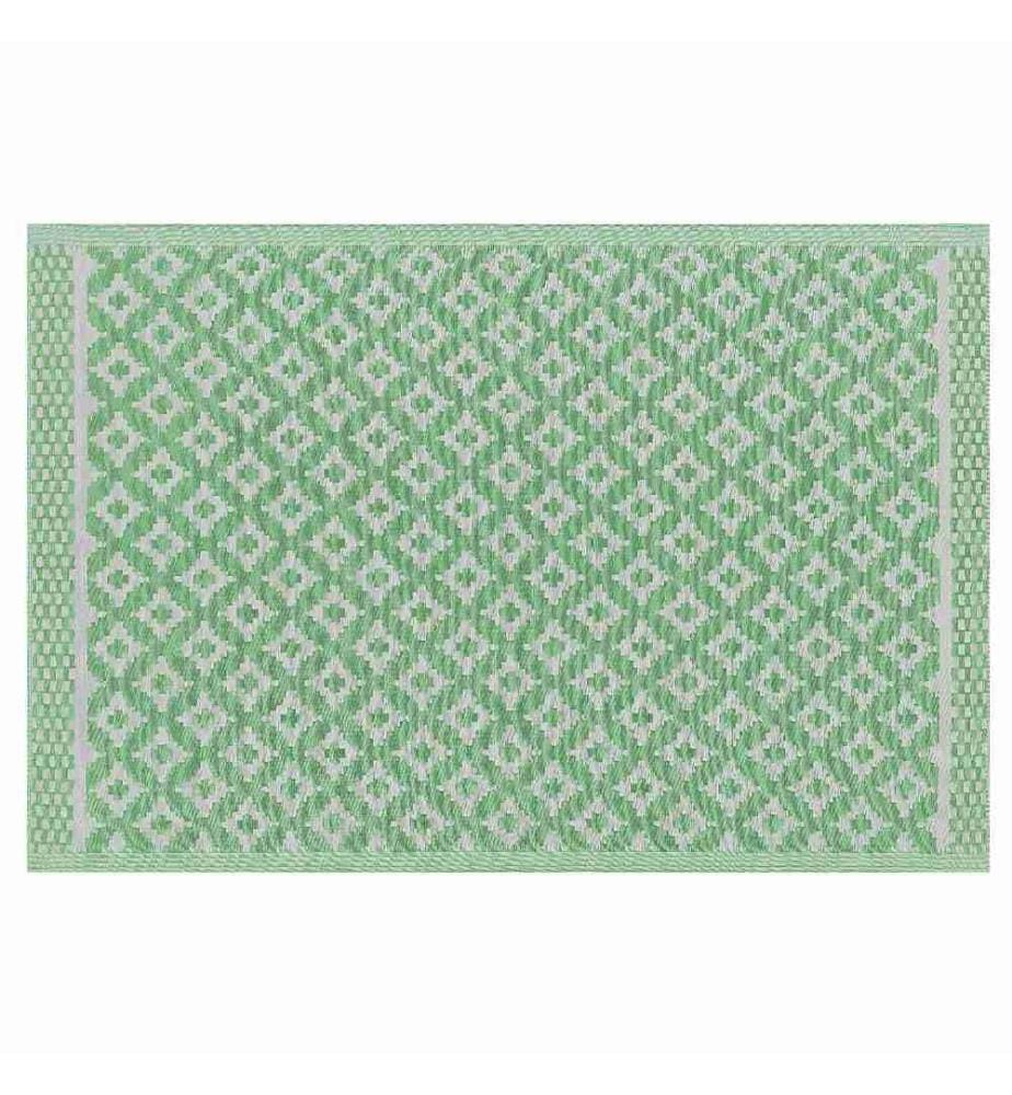 Tapis d'Extérieur et Intérieur au Motif Géométrique Vert Polyvalent 120 x 180 cm Idéal pour Terrasse ou Jardin Scandinave et Boho