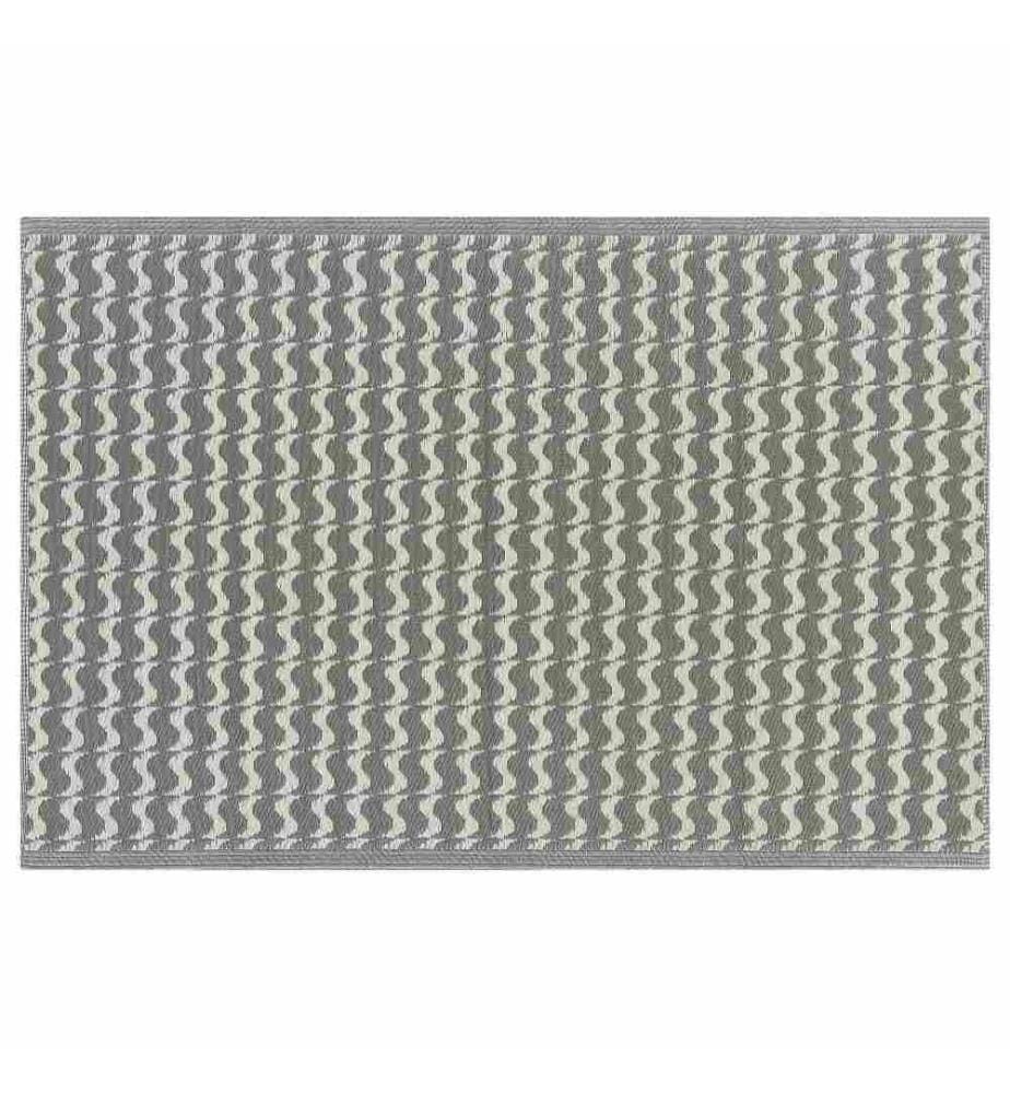 Teppich Grau Polypropylene 120x180 cm Outdoor u. Indoor mit modernem Muster Rechteckig Kurzflor Gartenaccessoires Terrasse Balkon Wohnzimmer