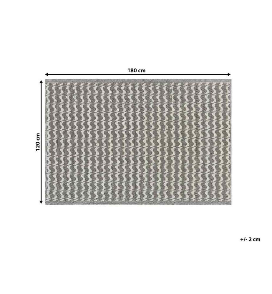 Teppich Grau Polypropylene 120x180 cm Outdoor u. Indoor mit modernem Muster Rechteckig Kurzflor Gartenaccessoires Terrasse Balkon Wohnzimmer