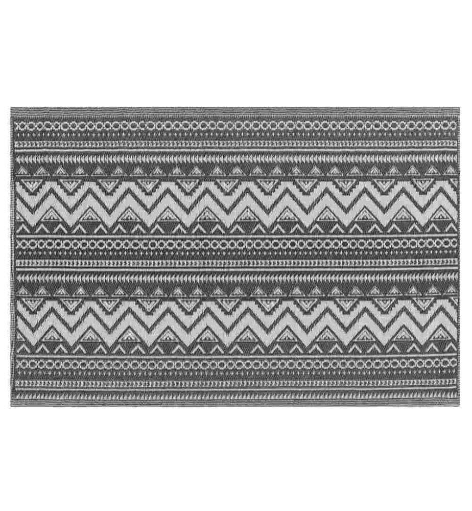 Tapis Extérieur et Intérieur Noir et Blanc en Polypropylène Motif ZigZag Ethnique pour Salon ou Terrasse au Style Boho 120 x 180 cm
