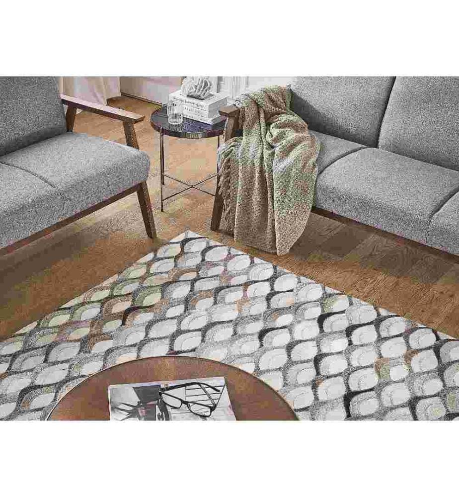 Tapis KIRCA Beige 140 x 200 cm Cuir