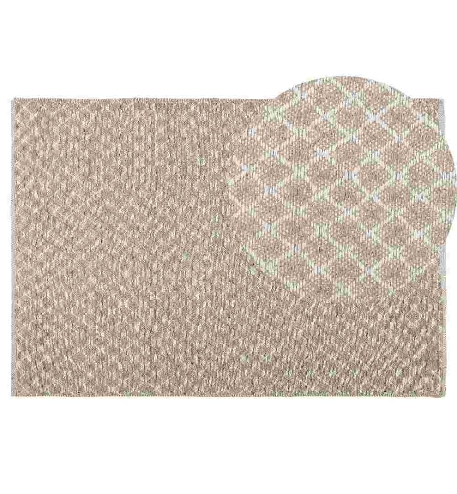 Teppich Beige Jute und Wolle 140 x 200 cm Kurzflor Boho Stil rechteckig Wohnzimmer Arbeitszimmer Schlafzimmer Flur Diele