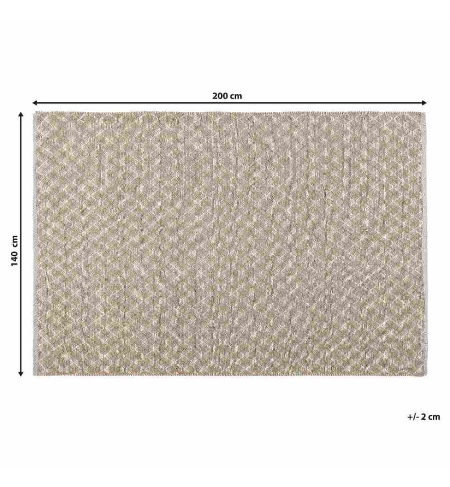 Teppich Beige Jute und Wolle 140 x 200 cm Kurzflor Boho Stil rechteckig Wohnzimmer Arbeitszimmer Schlafzimmer Flur Diele