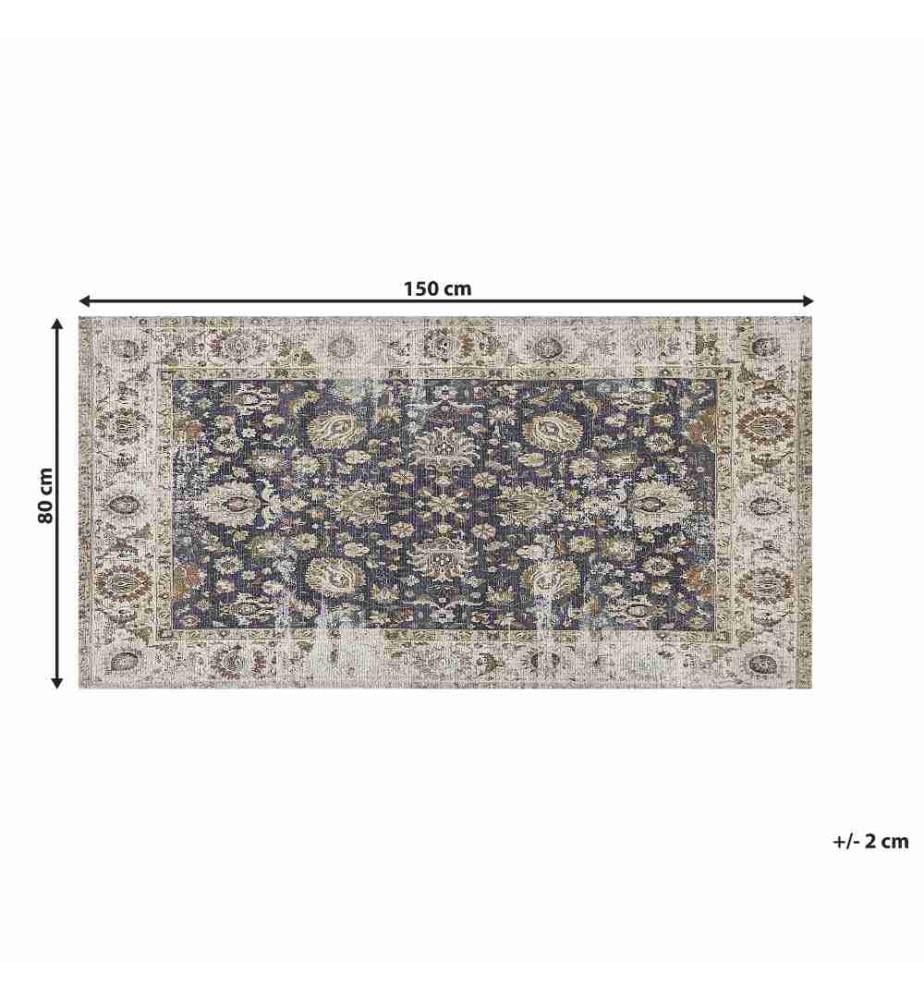 Teppich Bunt Polyester / Baumwolle 80 x 150 cm Kurzflor Geflecht Handgewebt Rechteckig Wohnzimmer orientalisches Muster