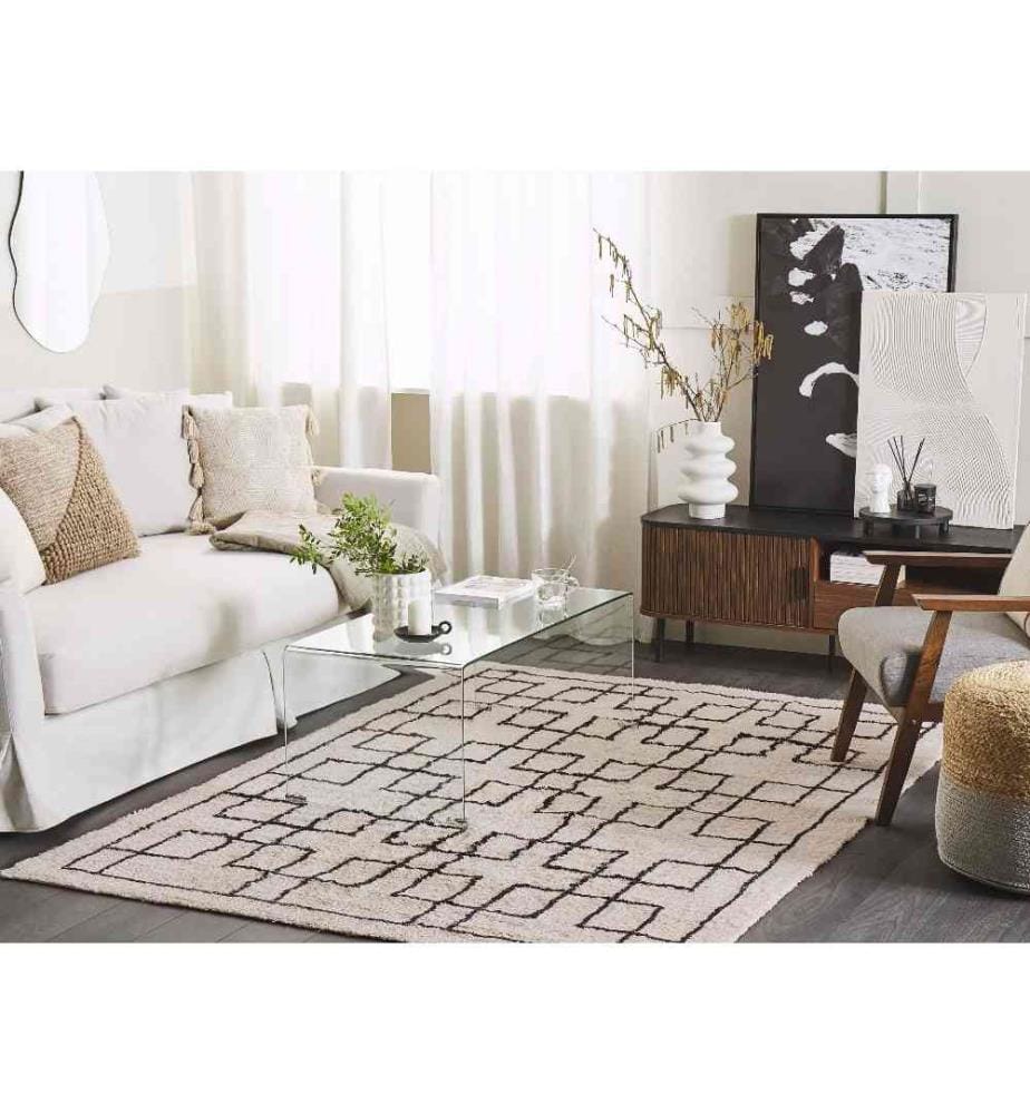 Teppich TURHAL Beige 160 x 230 cm Baumwolle