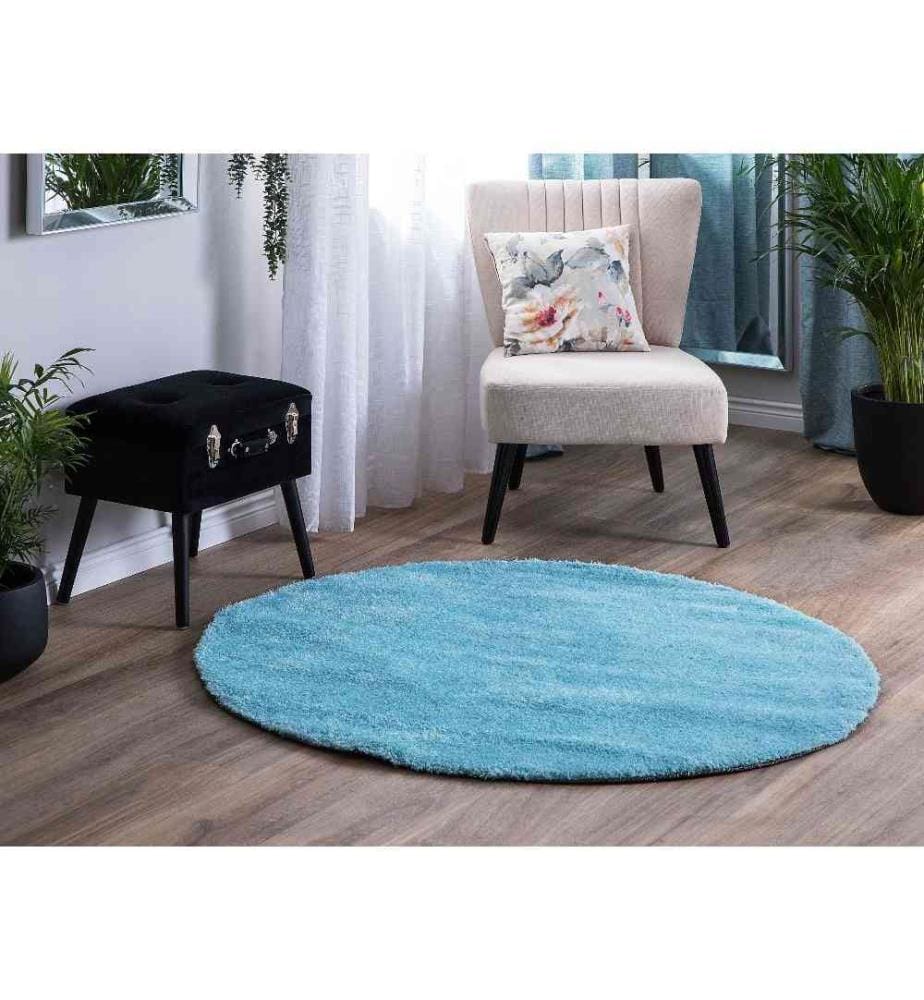 Shaggy-Teppich DEMRE Hellblau ø 140 cm