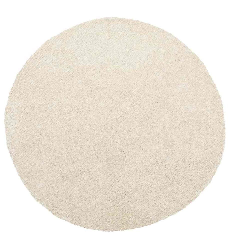 Läufer Teppich Hellbeige Polyester ? 140 cm Rund Hochflor Modern Maschinengetuftet Fussbodenheizung Geeignet Wohnzimmer Schlafzimmer Flur