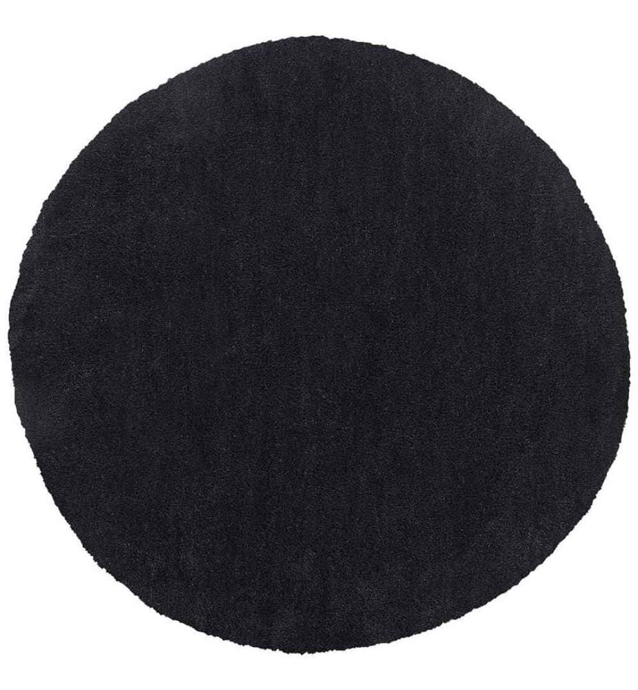 Läufer Teppich Schwarz Polyester ? 140 cm Rund Hochflor Modern Maschinengetuftet Fussbodenheizung Geeignet Wohnzimmer Schlafzimmer Flur