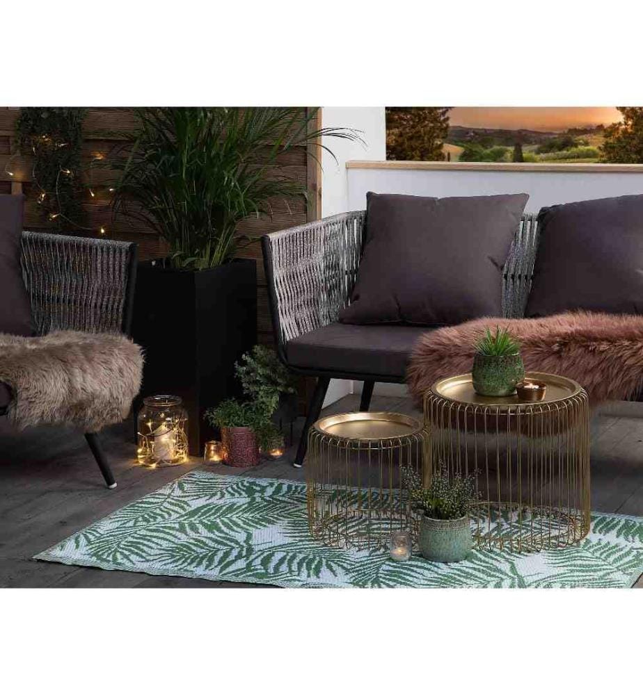 Tapis Rectangulaire d'Extérieur Vert Foncé en Polypropylène Motif Recto Verso Pour Déco De Terrasse Design