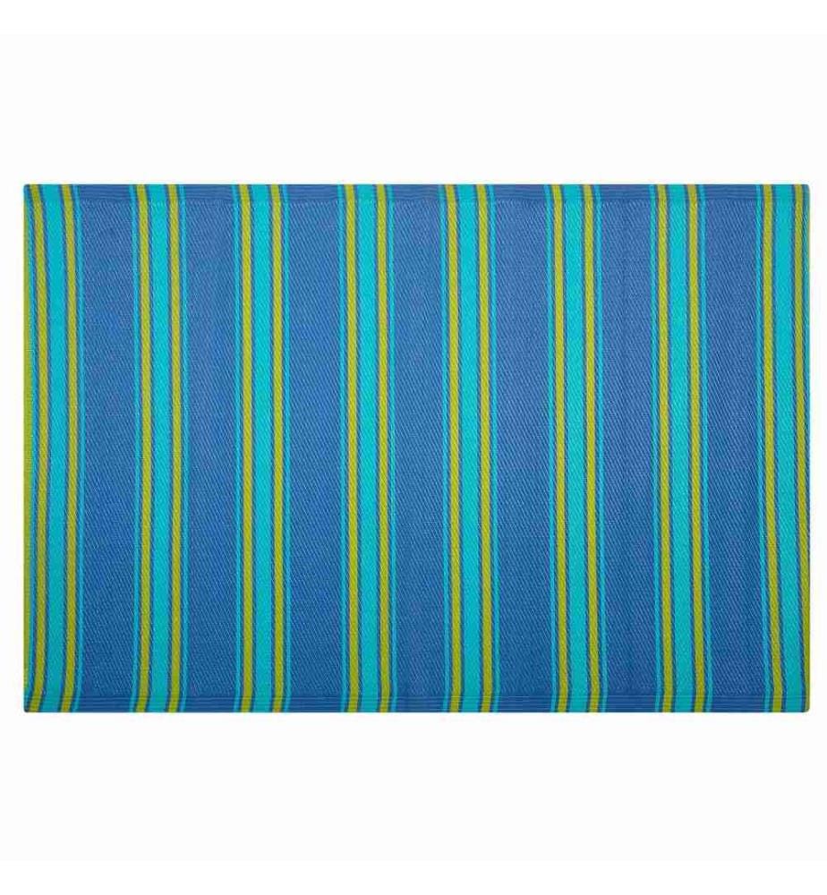Outdoor Teppich Blau Grün Polypropylen 120 x 180 cm Gestreift Jacquardgewebt Rechteckig