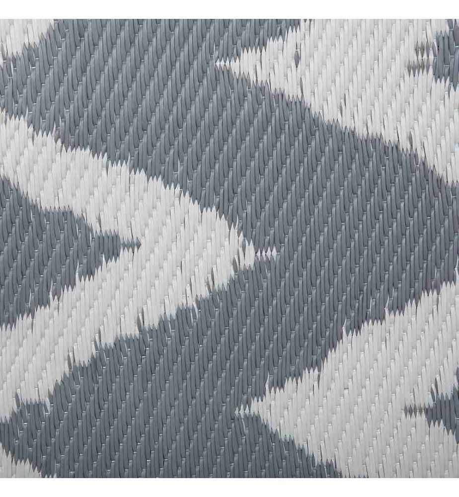 Outdoor Teppich Grau Weiss Polypropylen 90 x 180 cm Zick Zack Jacquardgewebt Rechteckig