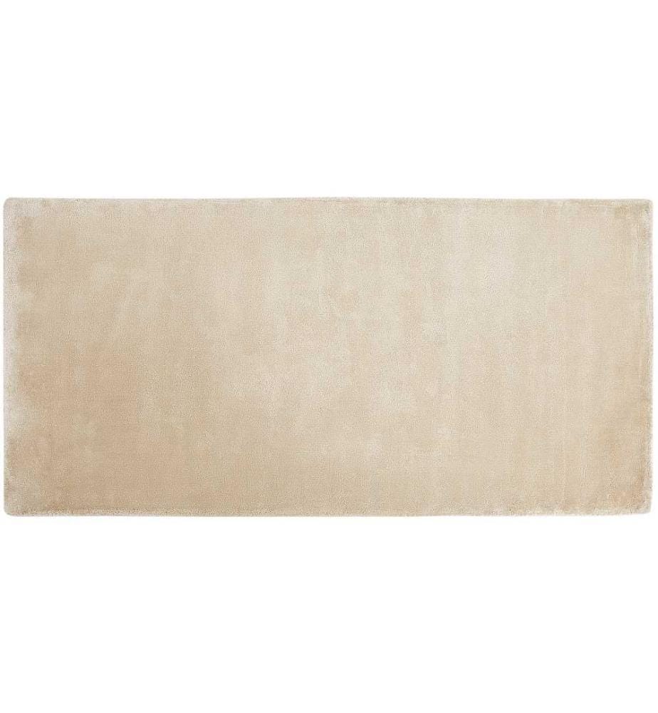 Teppich Beige Viskose 80x150 cm Kurzflor Rechteckig mit Baumwoll-Unterseite skandinavischer Stil