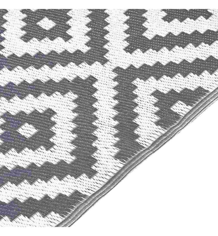 Outdoor Teppich Grau Geometrisches Muster 120 x 180 cm Garten Terrasse Wintergarten