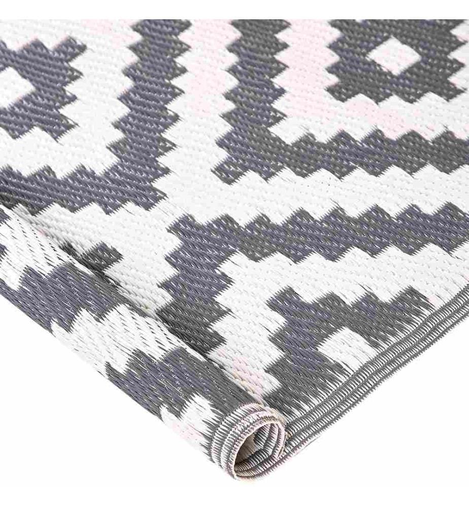 Outdoor Teppich Grau Geometrisches Muster 120 x 180 cm Garten Terrasse Wintergarten